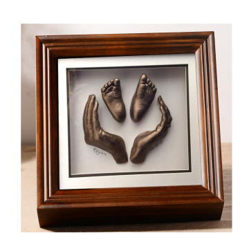 3D Baby Casting Kit with Walnut color Wooden Deep Shadow Box Display Case photo frame
